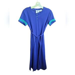 Vintage Lang Originals Neiman Marcus Dress Womens Small Blue Knee 80’s Stretchy